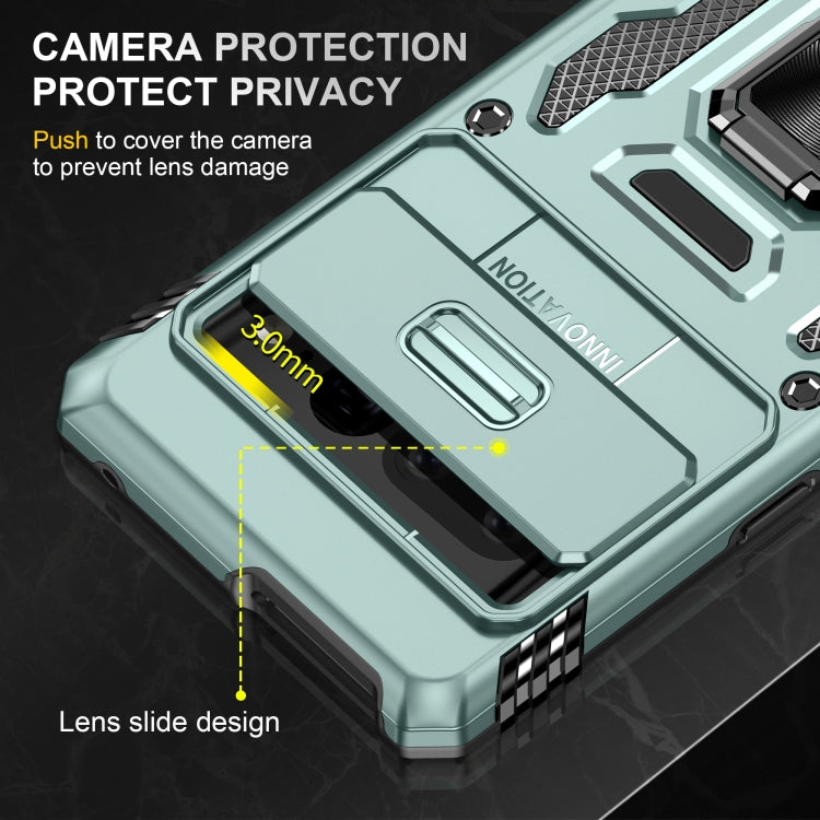 For Google Pixel 9 Pro XL 6.8 Armor PC + TPU Camera Shield Phone Case(Alpine Green)