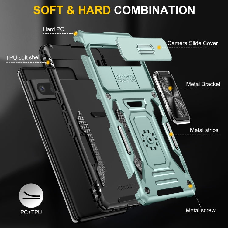 For Google Pixel 9 Pro XL 6.8 Armor PC + TPU Camera Shield Phone Case(Alpine Green)