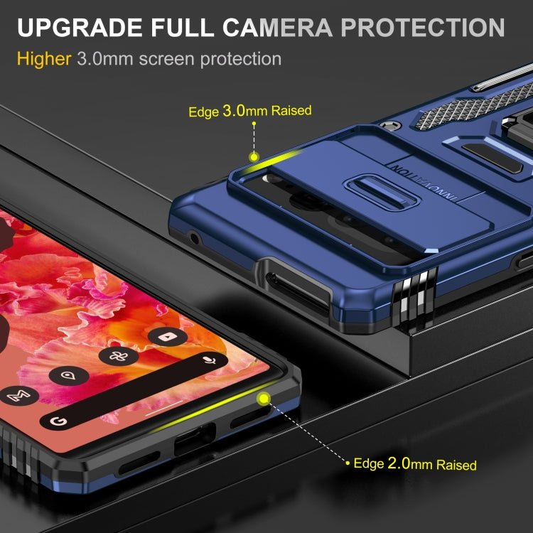 For Google Pixel 9 Pro XL 6.8 Armor PC + TPU Camera Shield Phone Case(Navy Blue)