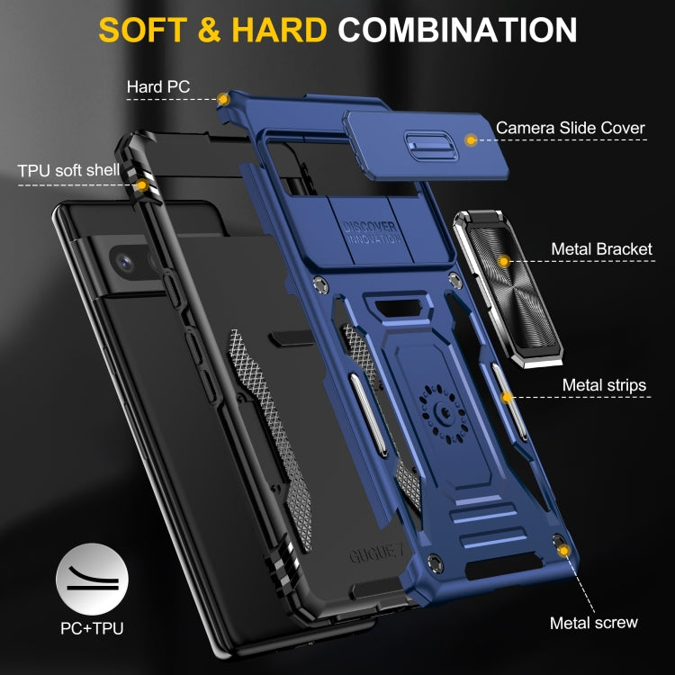 For Google Pixel 9 Pro XL 6.8 Armor PC + TPU Camera Shield Phone Case(Navy Blue)