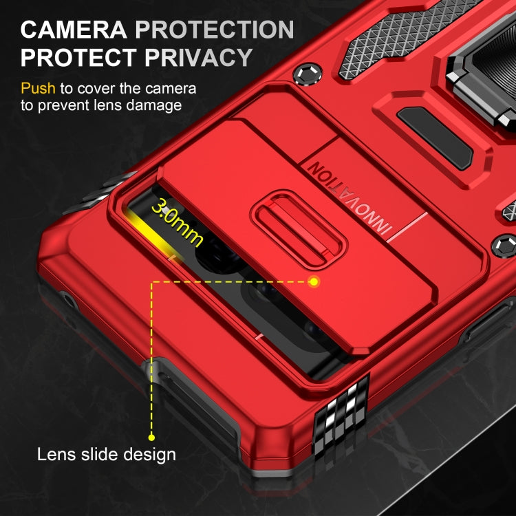 For Google Pixel 9 Pro XL 6.8 Armor PC + TPU Camera Shield Phone Case(Red)