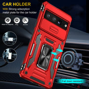 For Google Pixel 9 Pro XL 6.8 Armor PC + TPU Camera Shield Phone Case(Red)