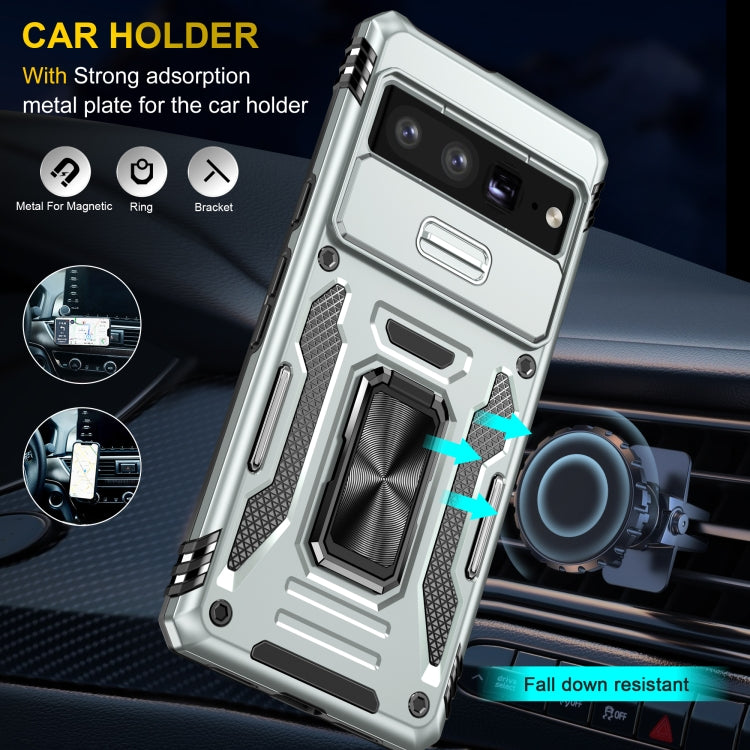 For Google Pixel 9 Pro XL 6.8 Armor PC + TPU Camera Shield Phone Case(Grey)
