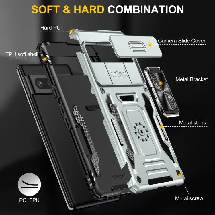 For Google Pixel 9 Pro XL 6.8 Armor PC + TPU Camera Shield Phone Case(Grey)
