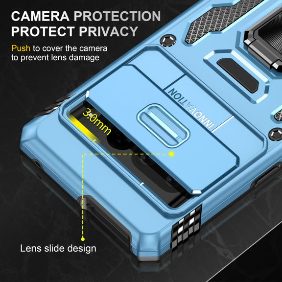 For Google Pixel 9 Pro XL 6.8 Armor PC + TPU Camera Shield Phone Case(Light Blue)