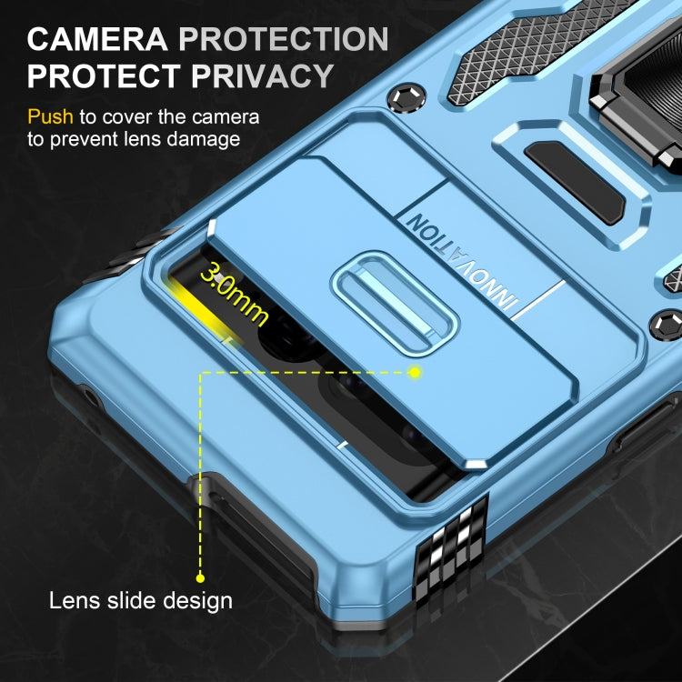 For Google Pixel 9 Pro XL 6.8 Armor PC + TPU Camera Shield Phone Case(Light Blue)