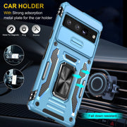 For Google Pixel 9 Pro XL 6.8 Armor PC + TPU Camera Shield Phone Case(Light Blue)