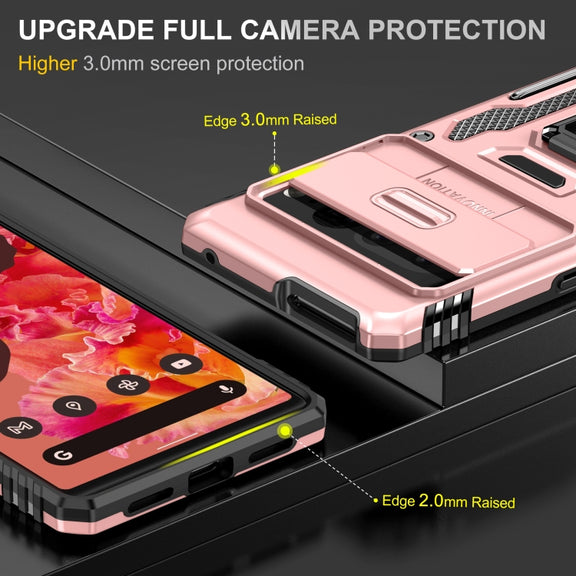 For Google Pixel 9 Pro XL 6.8 Armor PC + TPU Camera Shield Phone Case(Rose Gold)