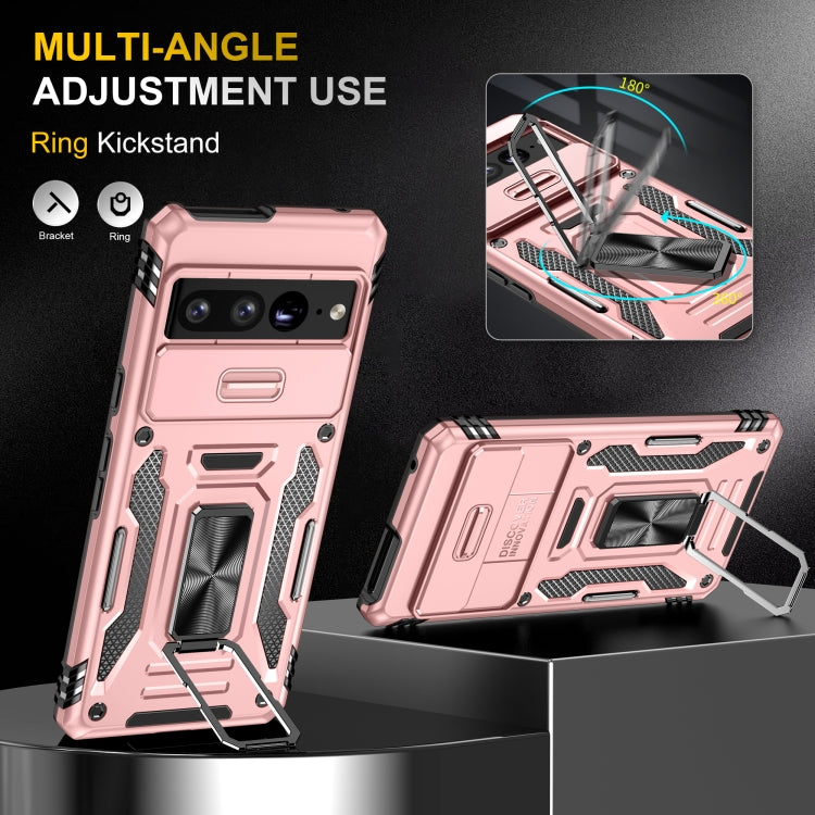 For Google Pixel 9 Pro XL 6.8 Armor PC + TPU Camera Shield Phone Case(Rose Gold)
