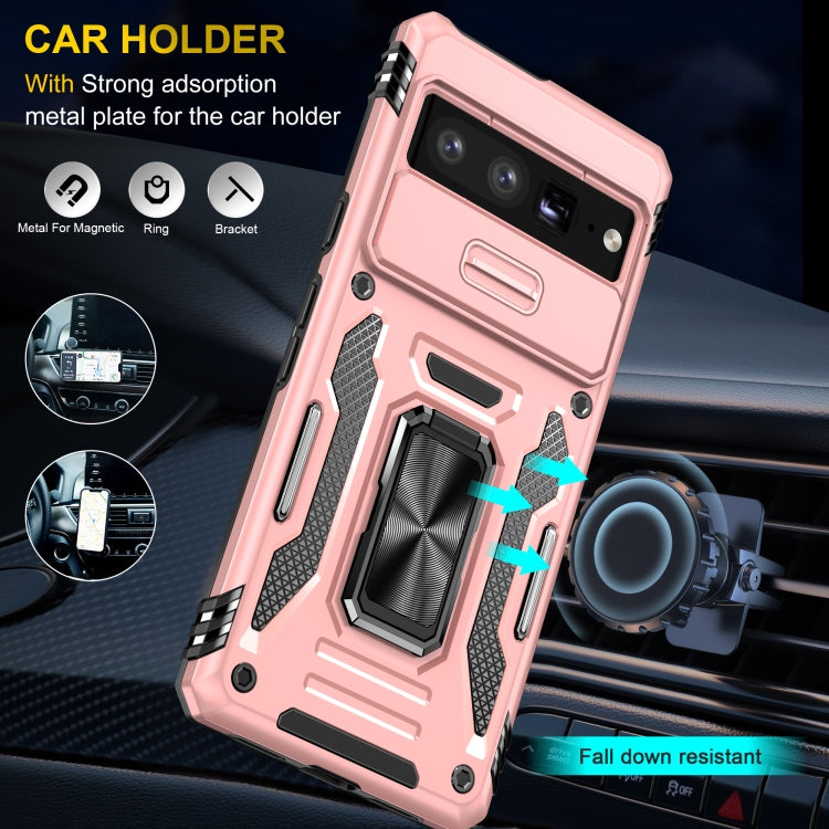 For Google Pixel 9 Pro XL 6.8 Armor PC + TPU Camera Shield Phone Case(Rose Gold)