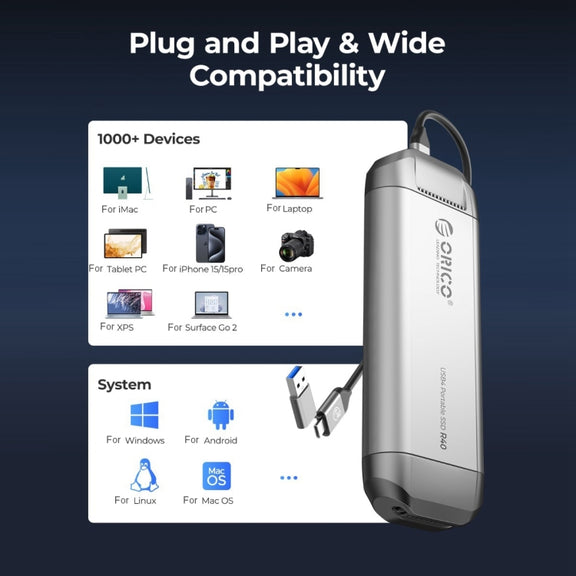 ORICO R40-2T 2TB 40Gbps Racing Car-Inspired Portable SSD Enclosure(Silver)