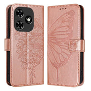 For Tecno Spark Go 2024 / Spark 20C Embossed Butterfly Leather Phone Case(Rose Gold)