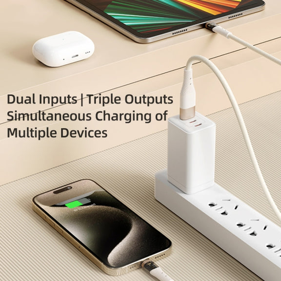 ROCK G20 Two to Three 5A USB+Type-C to 8 Pin+Type-C+Micro USB Fast Charging Data Cable, Length: 1.5m(Black)