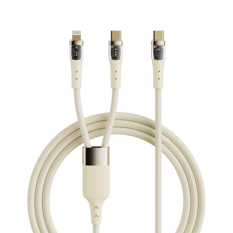 ROCK G20 2 in 1 5A USB-C/Type-C to USB-C/Type-C+8 Pin Transparent Fast Charging Data Cable, Length: 1.5m(Beige)