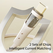 ROCK G20 2 in 1 5A USB-C/Type-C to USB-C/Type-C+8 Pin Transparent Fast Charging Data Cable, Length: 1.5m(Beige)