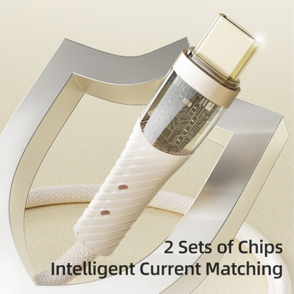 ROCK G20 2 in 1 5A USB-C/Type-C to USB-C/Type-C+8 Pin Transparent Fast Charging Data Cable, Length: 1.5m(Beige)