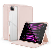 For iPad Air 13 2024 / Pro 12.9 2022 2-Fold Clear Acrylic Leather Tablet Case(Baby Pink)