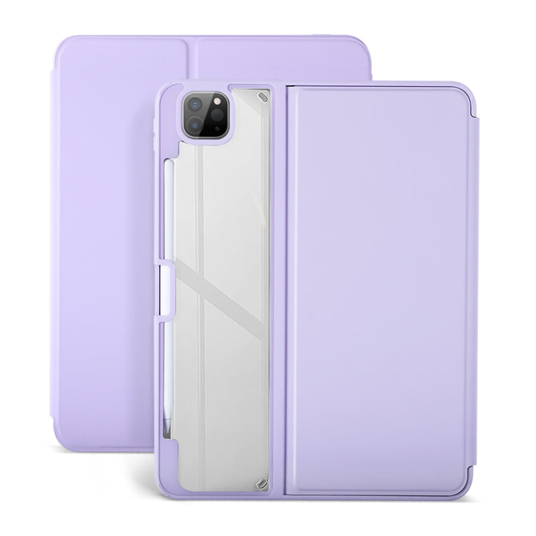 For iPad Air 13 2024 / Pro 12.9 2022 2-Fold Clear Acrylic Leather Tablet Case(Ice Blue)