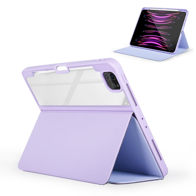 For iPad Air 13 2024 / Pro 12.9 2022 2-Fold Clear Acrylic Leather Tablet Case(Ice Blue)