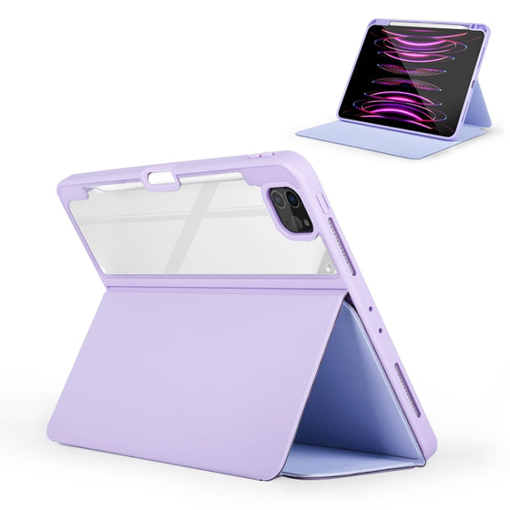 For iPad Air 13 2024 / Pro 12.9 2022 2-Fold Clear Acrylic Leather Tablet Case(Baby Pink)