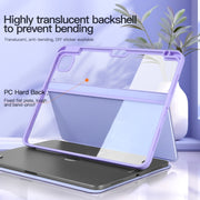 For iPad Air 13 2024 / Pro 12.9 2022 2-Fold Clear Acrylic Leather Tablet Case(Ice Blue)