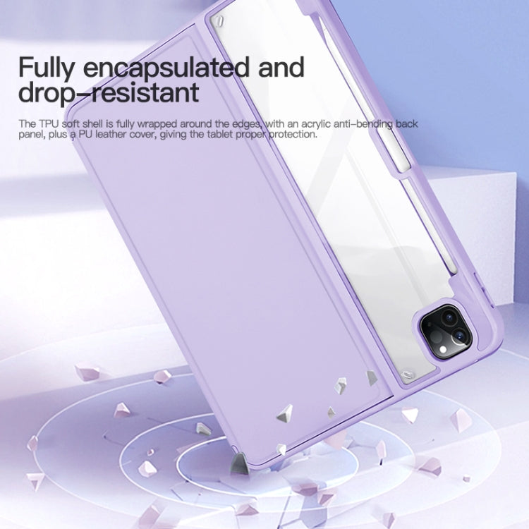 For iPad Air 13 2024 / Pro 12.9 2022 2-Fold Clear Acrylic Leather Tablet Case(Ice Blue)