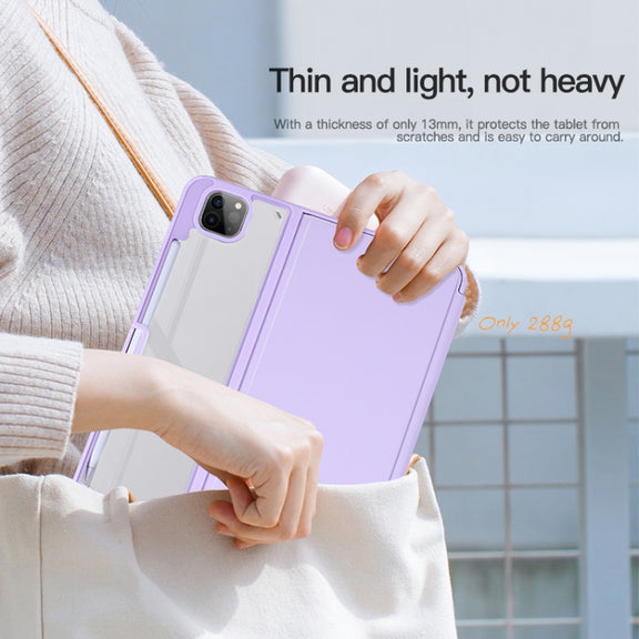 For iPad Air 13 2024 / Pro 12.9 2022 2-Fold Clear Acrylic Leather Tablet Case(Ice Blue)