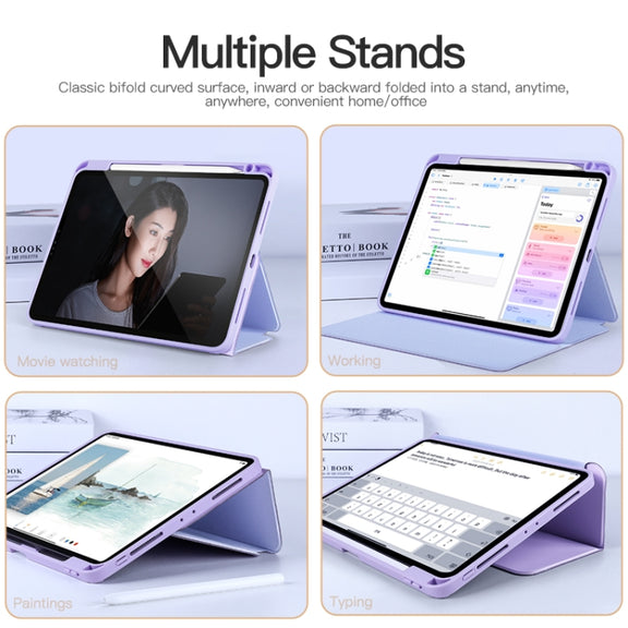 For iPad Air 13 2024 / Pro 12.9 2022 2-Fold Clear Acrylic Leather Tablet Case(Ice Blue)