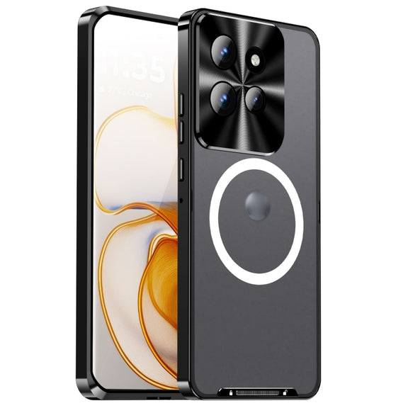 For Motorola Edge 50 Frosted Metal MagSafe Magnetic Phone Case(Black)