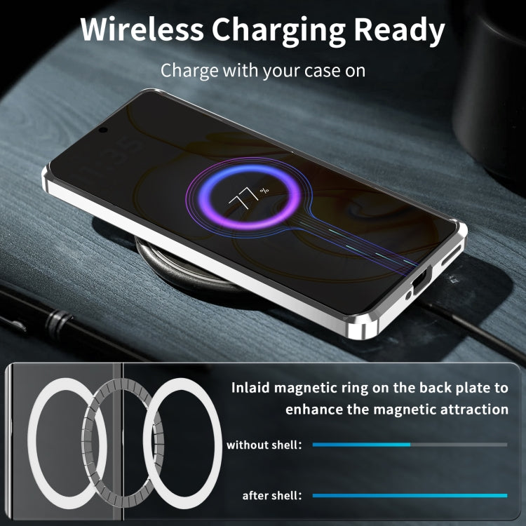For Motorola Edge 50 Frosted Metal MagSafe Magnetic Phone Case(Silver)