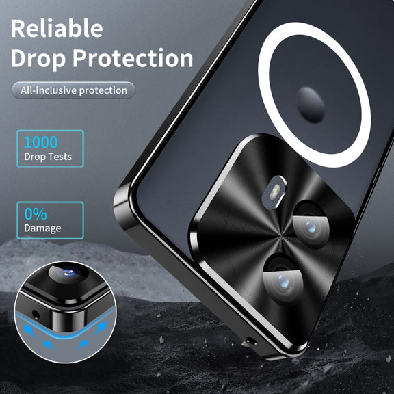 For Motorola Edge 2024 Frosted Metal MagSafe Magnetic Phone Case(Black)