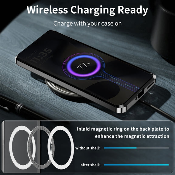 For Motorola Edge 2024 Frosted Metal MagSafe Magnetic Phone Case(Black)
