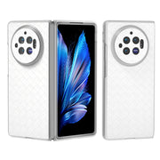 For vivo X Fold3 Woven Texture Frosted Translucent Frame PU Phone Case(White)