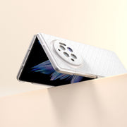 For vivo X Fold3 Woven Texture Frosted Translucent Frame PU Phone Case(White)
