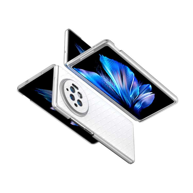 For vivo X Fold3 Woven Texture Frosted Translucent Frame PU Phone Case(White)
