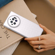 For vivo X Fold3 Woven Texture Frosted Translucent Frame PU Phone Case(White)