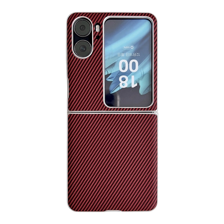 For OPPO Find N2 Flip Kevlar Carbon Fiber Ultra-thin Shockproof Phone Case(Red)