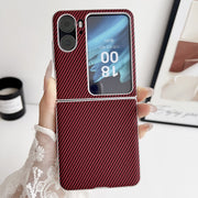 For OPPO Find N2 Flip Kevlar Carbon Fiber Ultra-thin Shockproof Phone Case(Red)