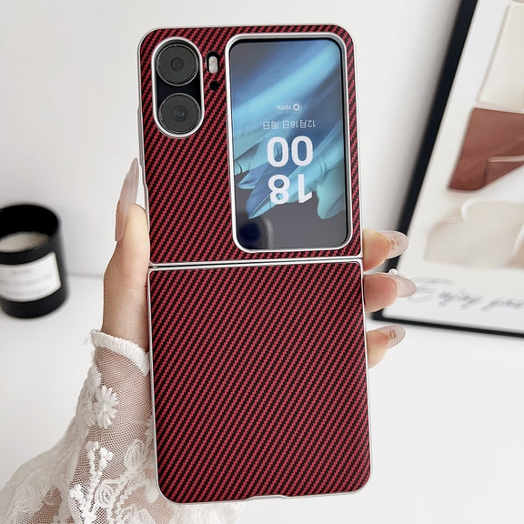 For OPPO Find N2 Flip Kevlar Carbon Fiber Ultra-thin Shockproof Phone Case(Red)