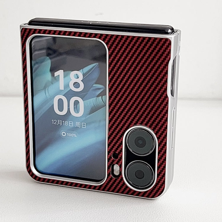 For OPPO Find N2 Flip Kevlar Carbon Fiber Ultra-thin Shockproof Phone Case(Red)