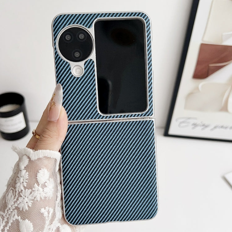 For OPPO Find N3 Flip Kevlar Carbon Fiber Ultra-thin Shockproof Phone Case(Blue)