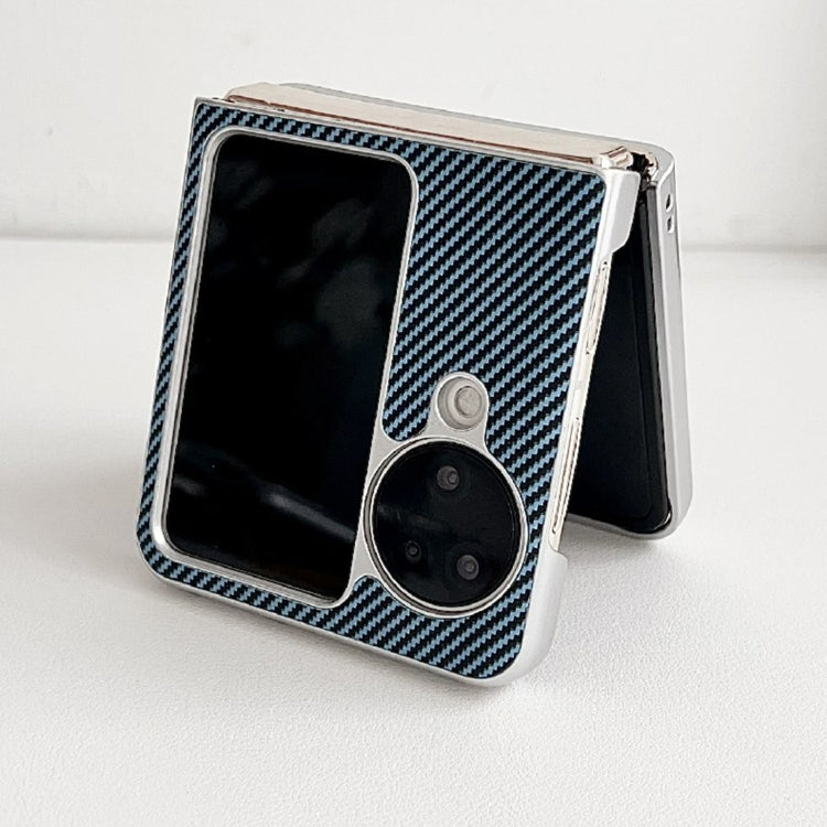 For OPPO Find N3 Flip Kevlar Carbon Fiber Ultra-thin Shockproof Phone Case(Blue)