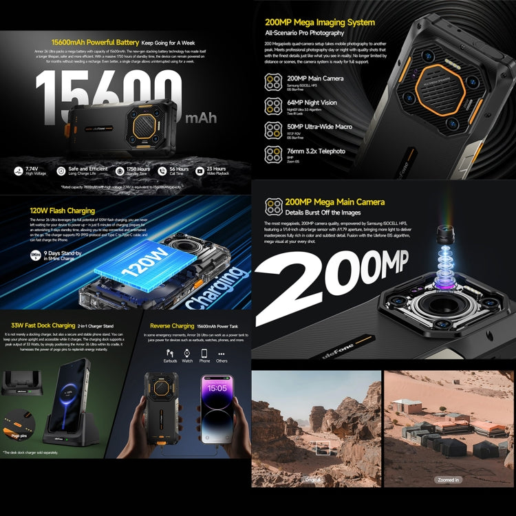 Ulefone Armor 26 Ultra Walkie-Talkie Version Rugged Phone, 12GB+512GB, 6.78 inch Android 13 MediaTek Dimensity 8020 Octa Core, Network: 5G, NFC(Black)