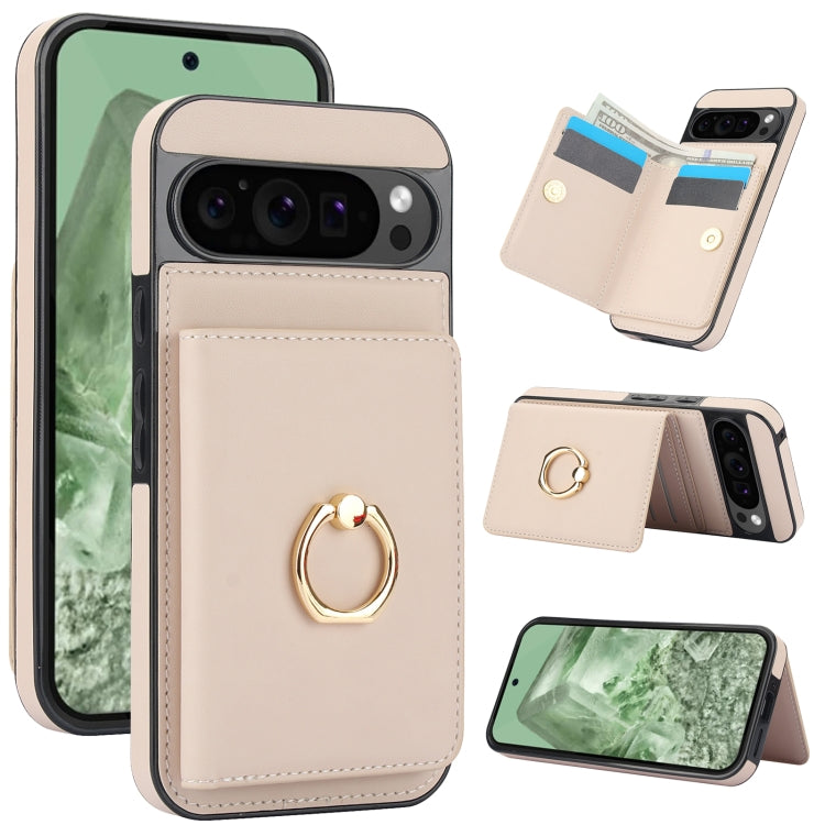 For Google Pixel 9 RFID Anti-theft Card Ring Holder Phone Case(White)