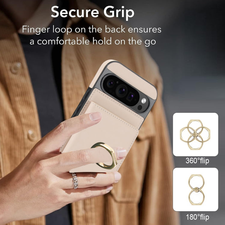For Google Pixel 9 RFID Anti-theft Card Ring Holder Phone Case(White)