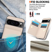 For Google Pixel 9 RFID Anti-theft Card Ring Holder Phone Case(White)