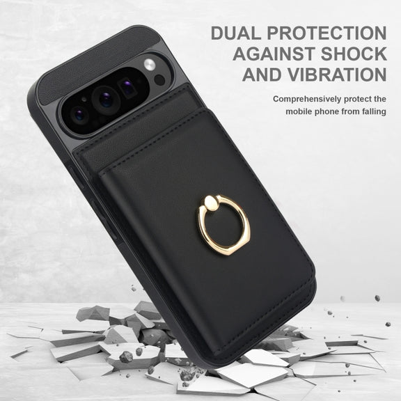 For Google Pixel 9 RFID Anti-theft Card Ring Holder Phone Case(Black)