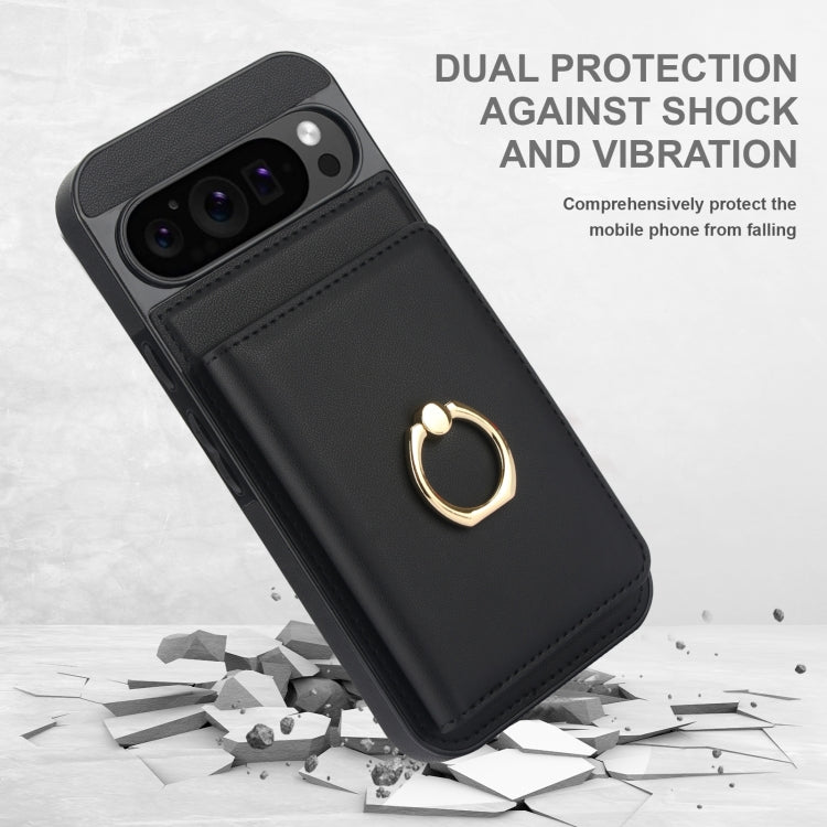 For Google Pixel 9 RFID Anti-theft Card Ring Holder Phone Case(Black)