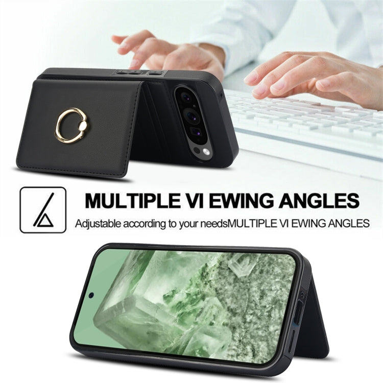 For Google Pixel 9 RFID Anti-theft Card Ring Holder Phone Case(Black)