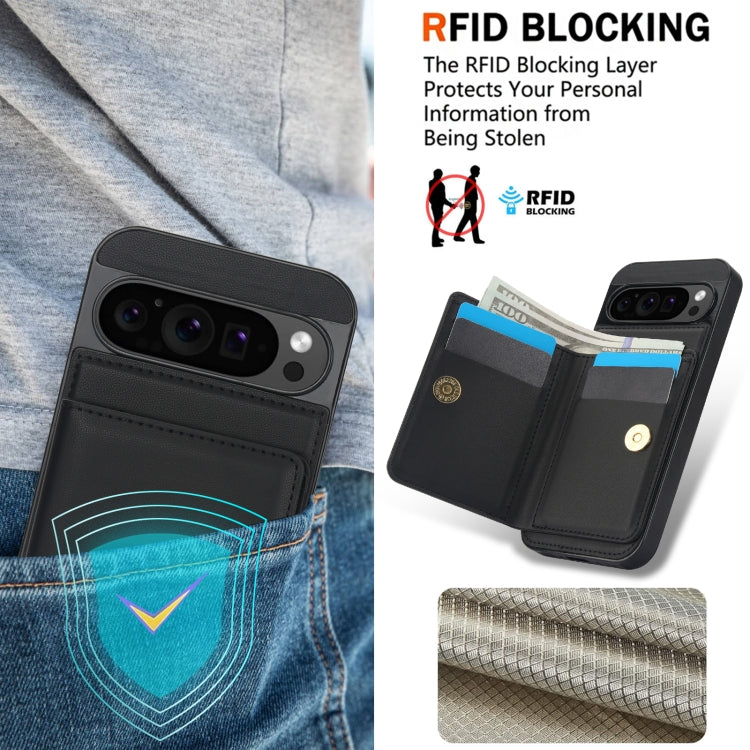 For Google Pixel 9 RFID Anti-theft Card Ring Holder Phone Case(Black)